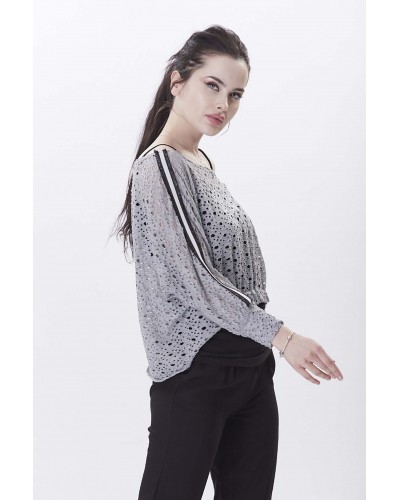 Delikli Gri Sweat 
